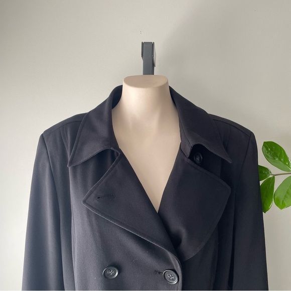 Jones New York Dressy Trench Coat Jacket Belt Double Breasted Black Size Small - Picture 3 of 10
